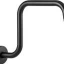 OFFO Shower Head Extension Arm 13 in, S Shaped High Rise Extender with Flange Shower Head Pipe Arm, Matte Black