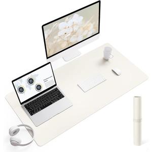 YSAGi Non-Slip Leather Desk Pad, Desk Matt for Desktop, Waterproof Laptop Computer Keyboard Mat, Table Protector Blotter Mat, Large Mouse Pad for Office/Work/Home/Decor(Cream, 35.4" x 17")