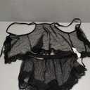 Kolagri Sexy Women Lace Pajamas Lingerie Set High Waist Sheer Sleepwear Bow Ties Cami Shorts Set, Size S