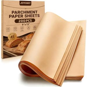 200 PCS 9x13 Inches Parchment Paper Sheets, Unbleached Parchment Paper for Baking, Non Stick Baking Sheets, Precut Parchment Paper Sheets for Baking, Brown Baking Paper (9" X 13")