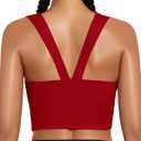 XUNYU High Support Sports Bra for Women Workout Tops Built in Bra Athletic Tank Top High Impact Padded Longline Yoga Bra (Red, M)