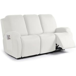 TAOCOCO Recliner Sofa Slipcover, 3 Pieces Polyester Fabric Stretch Sofa Covers for 3 Seat Reclining Couch, Soft Washable Furniture Protector with Pockets (3 Seat, Milk White) TAOCOCO Recliner Sofa Slipcover, 3 Pieces Polyester Fabric Stretch Sofa Covers for 3 Seat Reclining Couch, Soft Washable Furniture Protector with Pockets (3 Seat, Milk White)