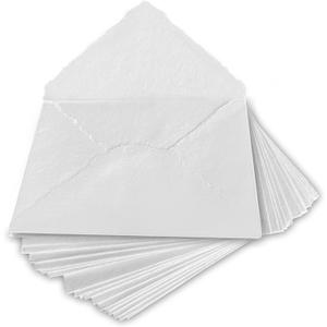 Wanderings Handmade White Deckle Edge Envelope - 5.25x7.25" Package of 25 - for Announcements Wedding Invitations Greeting Cards Crafts - Thick 150 GSM (5x7, White)