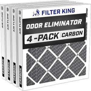 Filter King 20x22x1 Air Filter | 4-PACK | Carbon MERV 8 HVAC Pleated A/C Furnace Filters | MADE IN USA | Actual Size: 19.5 x 21.5 x .75"