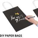 Toovip 50 Pack 5.25x3.25x8.25 Inch Small Black Kraft Paper Bags with Handles Bulk, Gift Wrap Bags for Favor Grocery Retail Party Birthday Shopping Business Goody Craft Merchandise Take Out Cub Sacks