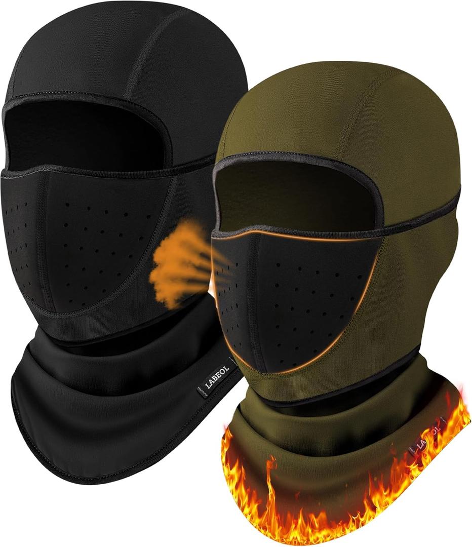 Labeol Winter Balaclava Ski Mask with Breathable Mesh Mask, Warm Face Cover for Men Women Cold Weather Skiing Cycling (One Size, Black+army Green)