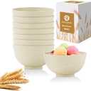 Beige Wheat Straw Bowls, 10 OZ Snack Bowl Set of 8, Unbreakable Ice Cream Bowl Set, Alternative Plastic Bowls Reusable, Microwave Safe Small Appetizer Bowl for Dessert, Snack (Beige)