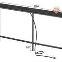 SUPERJARE 70 Inch Console Table with Outlet, Sofa Table with Charging Station, Narrow Entryway Table, Skinny Hallway Table, Behind Couch Table, for Living Room, Black