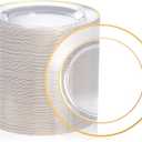 FOCUSLINE 7 Inch Small Clear Gold Plastic Plates 100 Count, Disposable Heavy Duty Clear Plates with Gold Rim, Premium Hard Plastic Plate Fancy Disposable Salad Plate for Wedding Parties