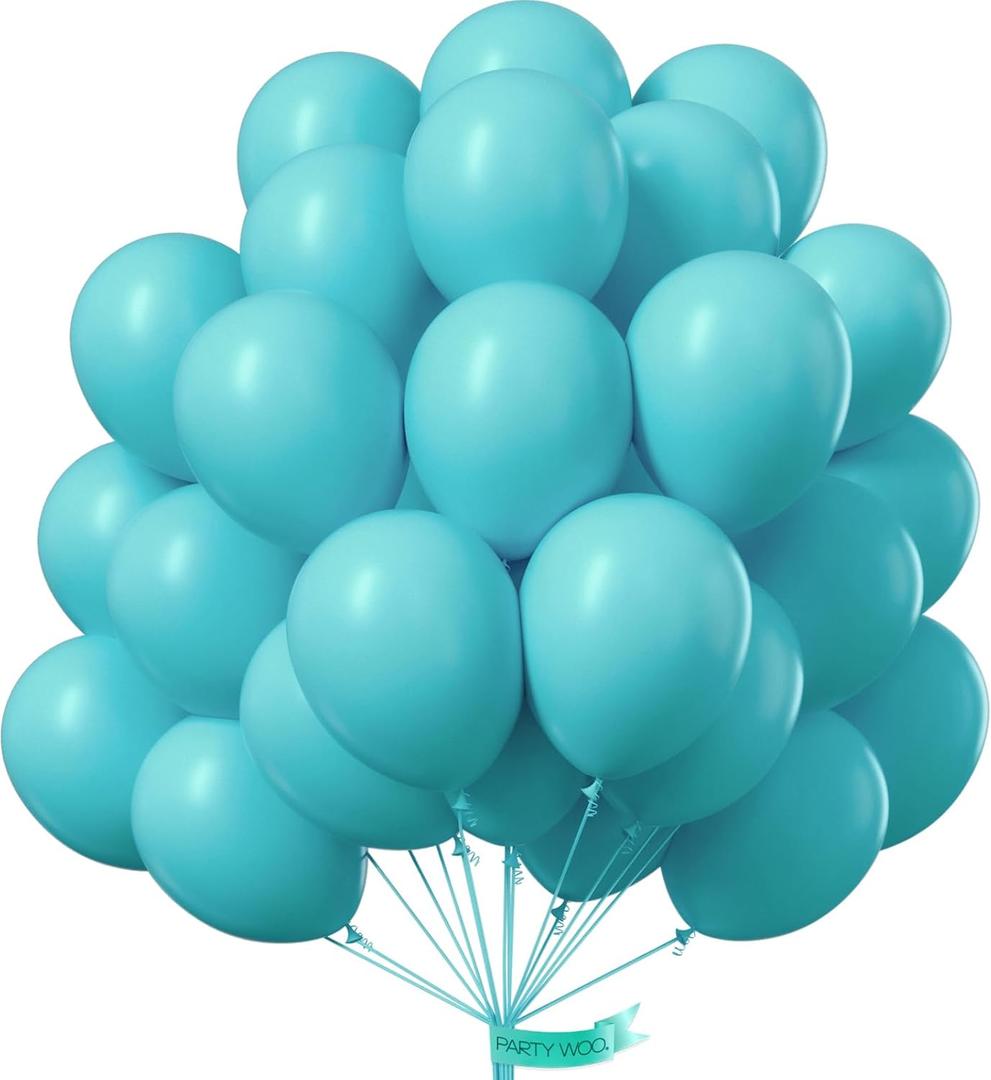 PartyWoo Teal Balloons 100pcs 12 Inch Turquoise Dark Teal Latex Balloons for Baby Shower Wedding Anniversary Gender Reveal Graduation Mermaid Birthday Pool Bachelorette Party Decorations Blue-Y69