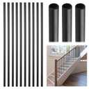 Iron Stair Balusters 5/8" Round 44" Long - 30-Pack Hollow Wrought Iron Plain Spindles for Classic Indoor StaircasesSatin Black