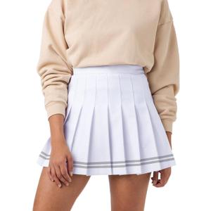 SCKTOO Women's High Waist A-Line Pleated Tennis Mini Skirt Built-In Shorts (White, XS)