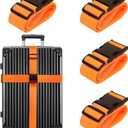 Luggage Straps for Suitcases TSA Approved Travel Belt 8 Pack by Chelmon (Orange)