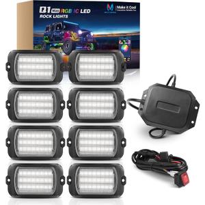 MICTUNING 2025 1000% Bright Q1 MAX RGB+IC LED Rock Lights, 192 LEDs 8 Pods Chasing Dreamcolor Extensible Underglow Multicolor Neon Light Underbody Lighting Kit with APP Control for Truck ATV UTV Boat