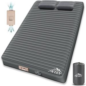 Double Self-Inflating Sleeping Pad with Built-in Electric Pump, 3.15" Ultra-Thick Memory Foam, Camping Mattress for 2 Person, R-Value 9.5
