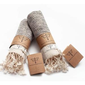 SMYRNA TURKISH COTTON Vintage Series Turkish Hand Towels, 16x40 inch, Decorative Turkish Hand Towels for Bathroom, Kitchen, Face, Hair, Tea, Yoga, Gym, Dishcloth Set of 2, Beige