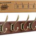 Wall Mounted Coat Rack with Solid Wood, 5 Bronze Metal Hooks – 19.6 Inch Rustic Brown Entryway Organizer for Hanging Coats, Hats, Jackets, Scarves, Bags, for Hallway, Bedroom, Bathroom（5Hooks）