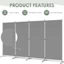 RANTILA 4 Panel Room Divider, 6 Ft Tall Folding Privacy Screen Room Dividers, Freestanding Room Partition Wall Dividers, 136''W x 20''D x 71''H, Grey