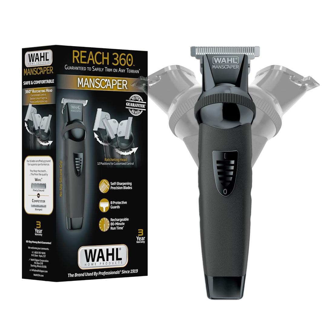 Wahl Manscaper Reach 360 Ratchet Head Cordless Body and Beard Trimmer for Men with No-Slip Grip for Precise Control During Face, Body, and Manscape Grooming  Model 3025951