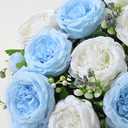MARTINE MALL 2 Packs Peonies Artificial Flowers, Mixed White Blue Artificial Peonies, Silk Peonies Flowers Fake Peonies Artificial Peony Flowers for Centerpiece Table Wedding Party Home Decor