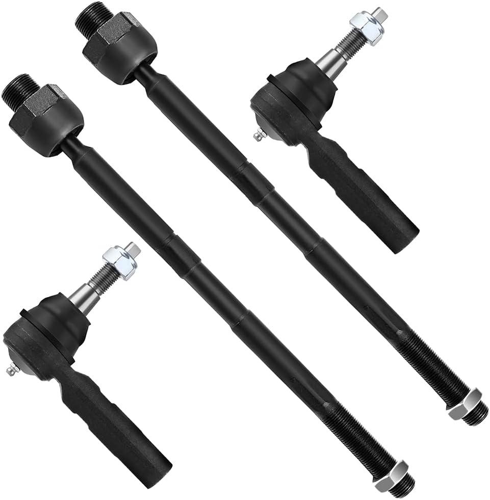 SCITOO 4pcs 2WD 4WD Front Suspension Kit Inner Tie Rod End Outer Tie Rod End Fit 2002-2005 For Dodge Ram 1500 (5-Lug)