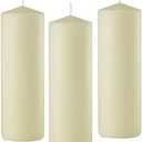 D'light Online 3 X 8 Inch Pillar Candles Set of 3 Bulk Event Pack Round Unscented Premium Wax Pillar Candles for Wedding, Spa, Party, Birthday, Holiday, Bath and Home Decor