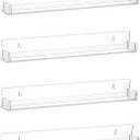 LikeU Nail Polish Rack Wall Mounted Shelf 4 Pack, Clear Acrylic Holder Organizer With Removable Anti-slip End Inserts, 4 Tiers Floating Display for 60 Bottles