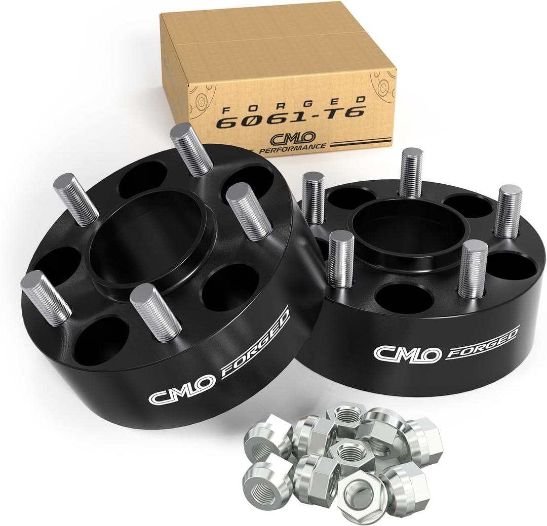 Customadeonly 5x120 Wheel Spacers | 2pcs 2" (50mm) Black Forged Hubcentric | 66.9mm Bore | M14x1.5 Studs | Fits Camaro, Corvette C8, Impala, CTS, CT5
