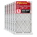 Filtrete 12x30x1 AC Furnace Air Filter, MERV 11, MPR 1000, Micro Allergen Defense, 3-Month Pleated 1-Inch Electrostatic Air Cleaning Filter, 6 Pack (Actual Size 11.81x29.81x0.81 in)