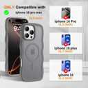 2 x Hualele for iPhone 16 Pro Max Case Cute for Women, Compatible with MagSafe, Military Grade Dropproof Translucent Matte Back Curly Wave Edge Slim Girly Phone Case 16 Pro Max Case, Grey