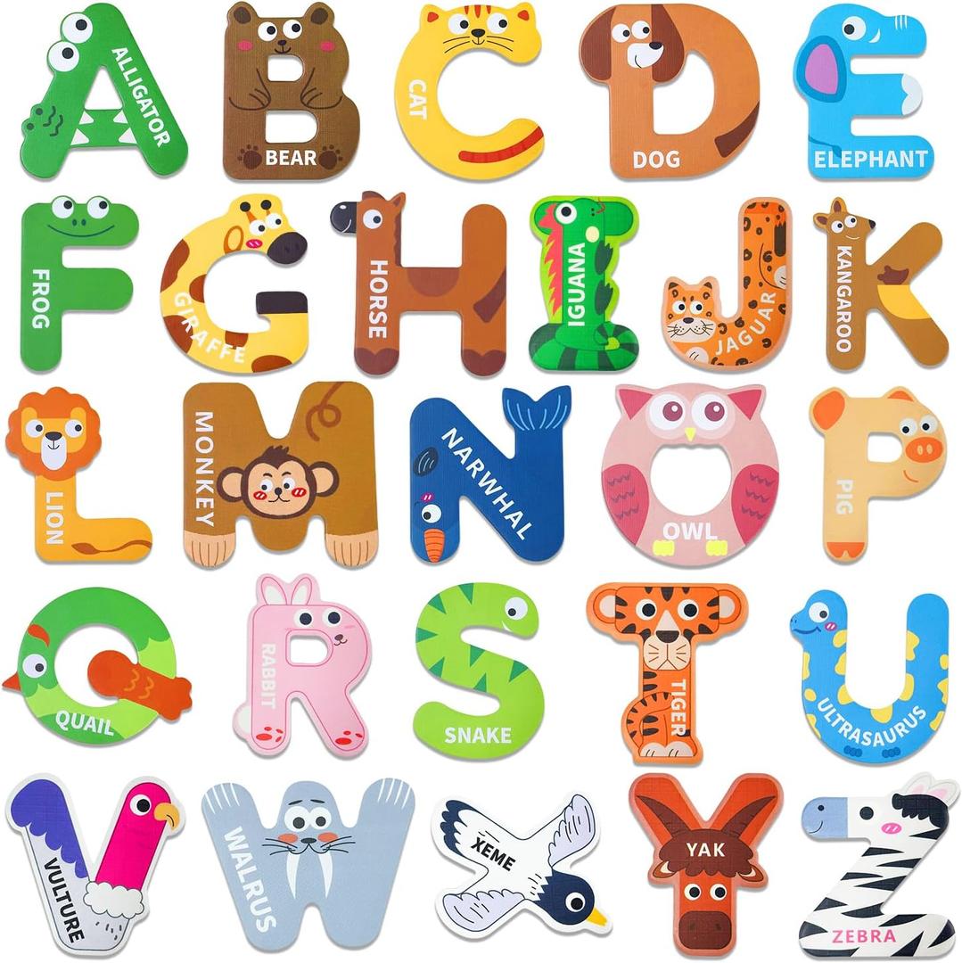 Magnetic Letters, Alphabet ABC Fridge Magnets for Toddlers & Kids, Cute Educational Animal Toys, 26 Uppercase Refrigerator Magnets, Great Spelling Learning Gift for Preschool