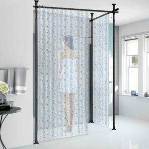 Room divider curtain rod,Tension Shower Curtain Rods Rustproof Expandable Stainless steel no drilling 70-125 in Customizable for Bathroom,closet,windows,bedroom,living room,laundry room Black