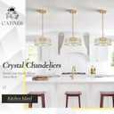 CATINER Small Gold Crystal Chandeliers, Modern Semi Flush Mount Chandelier 4-Light Drum Crystal Ceiling Pendant Light Fixture 12” for Foyer Entryway Kitchen Hallway Dining Room