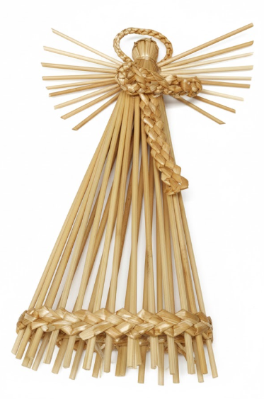 1Pcs Christmas Straw Ornaments Angel Scandinavian Decorations Swedish Straw Christmas Tree Ornaments Angel Wheat Woven Hanging Handmade Crafts Gifts for Xmas Holiday Decor Party Supplies