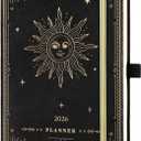 2026 Planner - Planner 2026, Jan 2026 - Dec 2026, 5.75" x 8.25", 2026 Weekly and Monthly Planner, Faux Leather planner 2026 with Back Pocket & 40 Notes Pages - The Sun (Black)