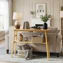 39.4" Solid Bamboo Entryway Console Table, Sofa Table Behind Couch, Narrow Bamboo Wood Entry Table with Storage Shelves for Living Room, HallwayModern, Easy Assembly, Natural