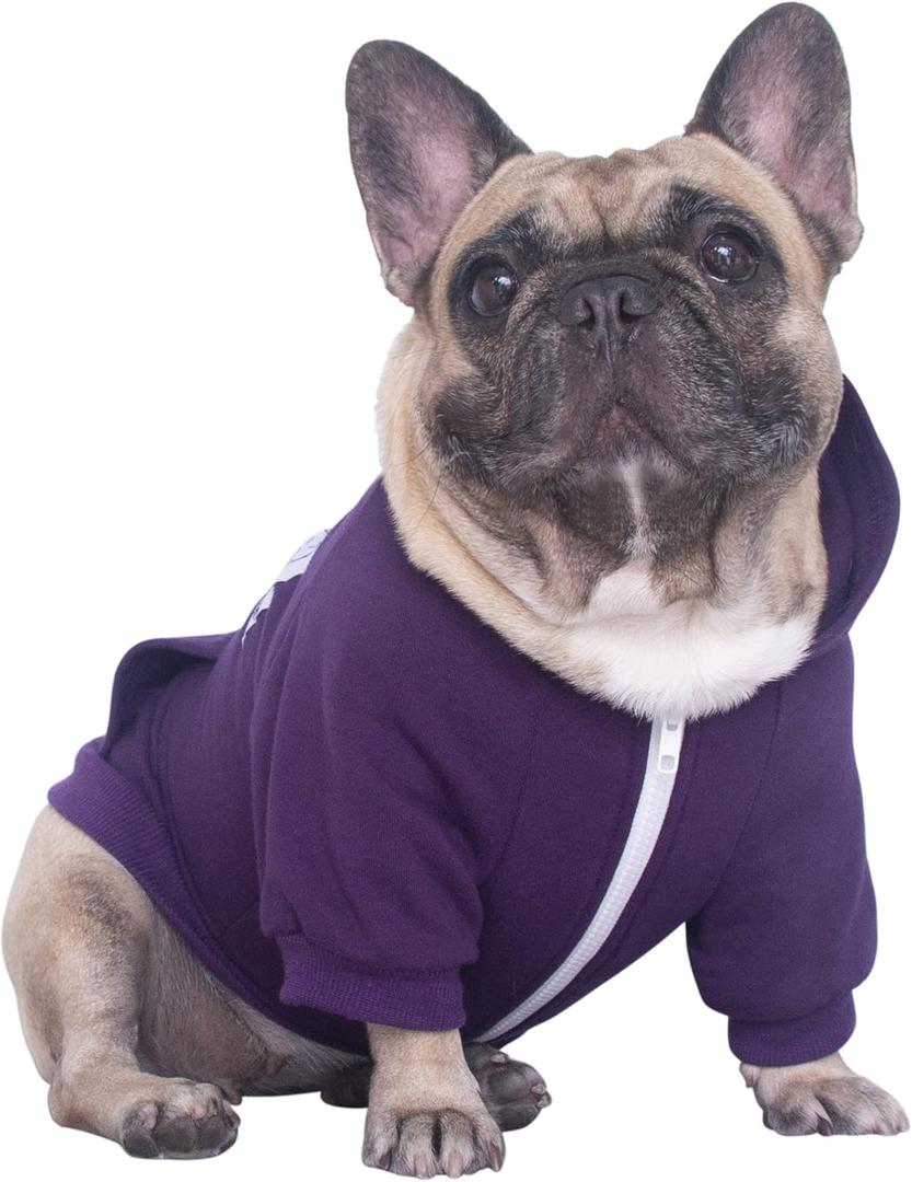 iChoue I am a French Bulldog Clothes Hoodies for Dogs Puppy Frenchie Pug English Boston Terrier Bully Pitbull Sweatshirt Sweater Clothing Cold Weather Winter Coats - Dark Purple/X-Large