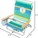 Tommy Bahama 5-Position Classic Lay Flat Backpack Cooler and Cup Holder Beach Chair, Portable Folding Beach Chair for Tanning, 2-Pack, Stripe