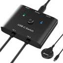 USB C Switch,USB C Switcher 2 Computers,Type C KVM Switch 8K@60Hz 4K@120Hz Video/10Gbps Data Transfer/100W Charging,Compatible with Thunderbolt Device,USB-C Cables Included