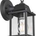 LIT-PaTH Outdoor Wall Lantern, Wall Sconce as Porch Lighting Fixture, E26 Base, Aluminum Housing Plus Glass, Water-Proof and Outdoor Rated, ETL Qualified, 1-Pack, Black