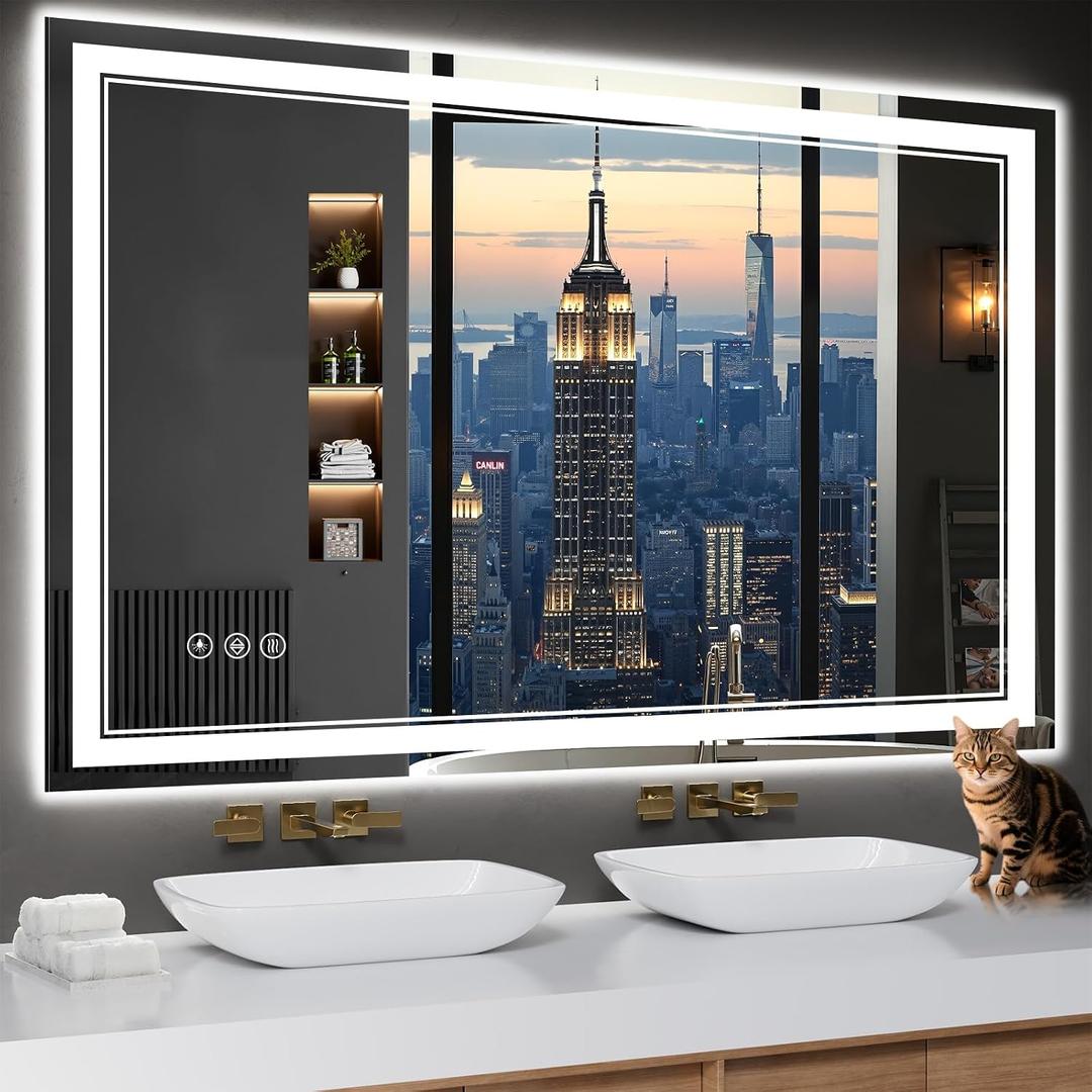 48"x30" LED Bathroom Mirror with Lights,Anti-Fog,3 Color Modes