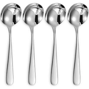 KEAWELL Premium 7" Louise Soup Spoons, 18/10 Stainless Steel, Dishwasher Safe (4)
