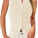 PRETTYGARDEN Women's Ribbed Tank Tops Summer 2025 Open Front Button Down Sleeveless Shirts Going Out Spring Fashion Vest Tops(Apricot, Small)