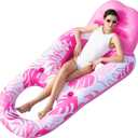 SLOOSH Inflatable Pool Floats Lounger Adult, Pool Float Lounge Raft Floaties Water Floating Recliner Chair with Cup Holders Foot Rest Swimming Floaty