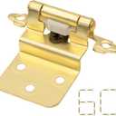 3/8" Inset Gold Cabinet Hinges, 30 Pairs (60 Pack) Self Closing for Doors, Kitchen Hardware