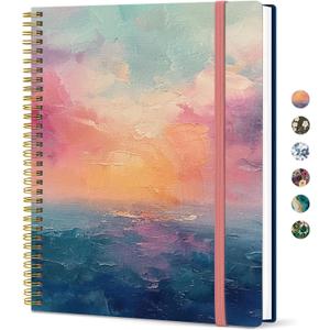 Taja Spiral Lined Notebook, 8.5"x11" Notebooks for Work, Large A4 Journal for Women & Men, College Ruled Journaling Notebook for Writing, Plastic Cover Spiral Journal, Sunset