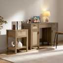 SICOTAS Rattan Nightstand Set of 2, Rattan Decor Drawer with Brass Knobs Night Stand Bedside Table Boho End Tables Side Tables with Storage Shelf for Bedroom,Small Space