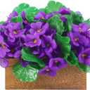 6 Pack Purple African Violet Artificial Silk Flower Bushes Individual Artificial Violet Flowers Houseplant