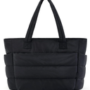 BAGSMART Tote Bag for Women, Lightweight Puffy Tote Bag with Compartments Shoulder Bag Handbag Quilted Shoulder Bag Handbag for Travel, Work, Beach, Gym, Shop (Black)
