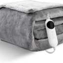 Heated Blanket Electric Throw, 50"60" Heated Blanket Throw - Flannel Grey Throw Blanket with 2-8H Time Settings for Bed & Office, Washable Housewarming Gift for Adults & Kids & Pets